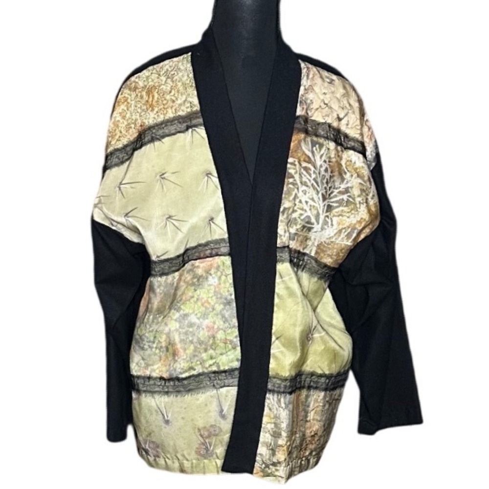 Hand Painted Silk Noil Photopanel Hapi Coat Jacket Cardigan by Joyce Jentoft